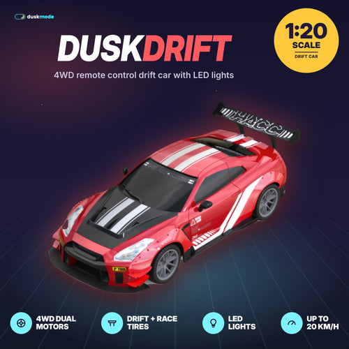 DuskDrift 1:20 4WD RC drift car with LED lights